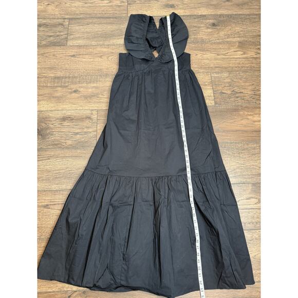 NWT Mott50 Serena Ruffle V-Neck Maxi Dress Sun Protection Black Sz Small - Picture 12 of 12